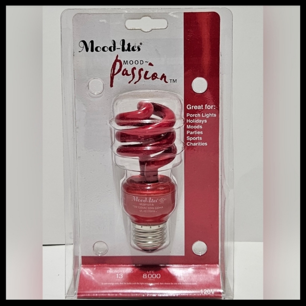  Mood-lites 13W BULB 120V Colored Light Red Energy Passion Party 